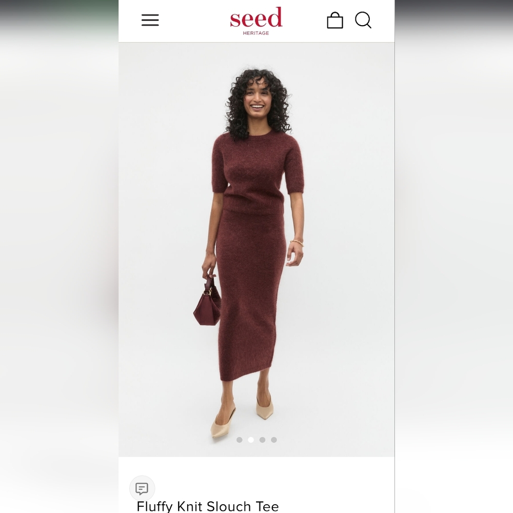 Seed Heritage Burgundy Knit Top & Midi Skirt Set